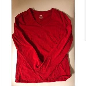 Women’s Red Cotton Long Sleeves Top